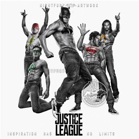 The Poster For Justice League Is Shown In Black And White With An