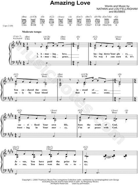 Lou Fellingham Amazing Love Sheet Music Easy Piano In C Minor Transposable Download