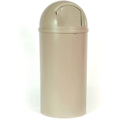 Rubbermaid L Polyethylene Round Marshal Classic Trash Container Beige