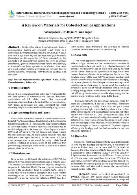 (PDF) A Review on Materials for Optoelectronics Applications | padmaja jain - Academia.edu