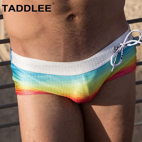 Taddlee Marca Homens Swimwear Maiôs Swim Boxer Briefs Bikini Melhorar