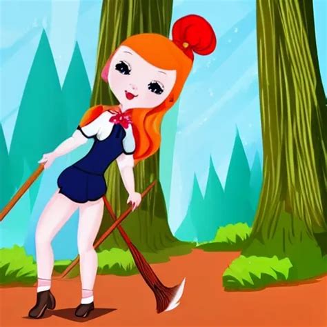 A Blonde Doll With A Red Ponytail With A Witch S Broom In The F Arthub Ai