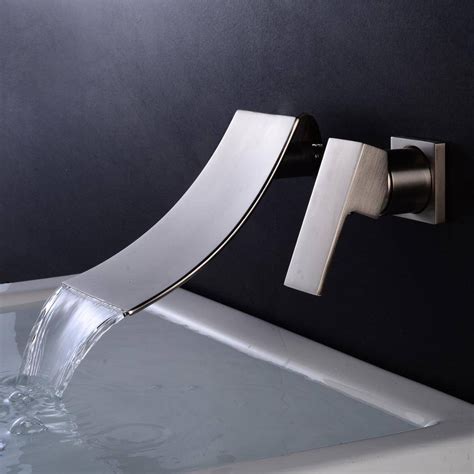 Luxury Bathtub Faucet Chrome/Black Brass Wall Mount Waterfall Bathroom ...