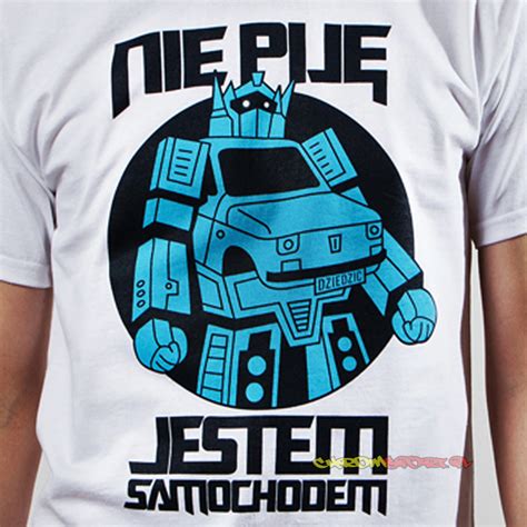 Koszulka T SHIRT Dziedzic Pruski Nie piję jestem samochodem biała