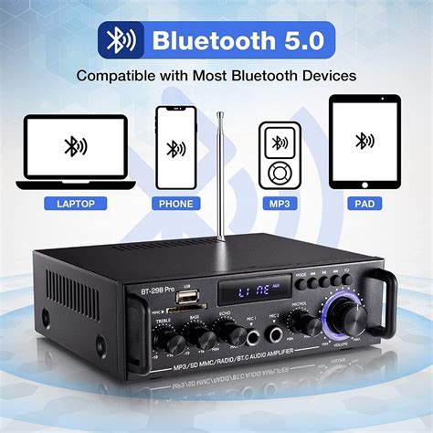 Bt 198b PRO Audio Amplifier Bluetooth 5 0 HiFi Stereo Speaker Max