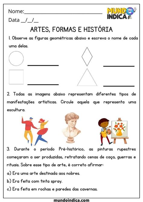 Prova De Artes 4 Ano Para Imprimir - 20 Atividades de Artes 4 Ano Fundamental para Imprimir | Atividades ...