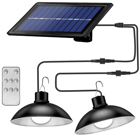 Solar Pendant Double Head Wall Light Waterproof Remote Control Garden Landscape Lawn 【海外輸入】