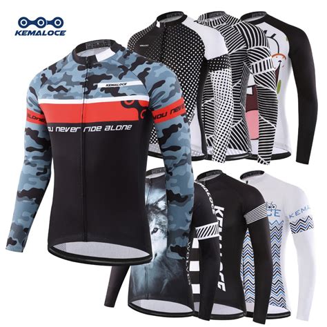 Kemaloce Camo Men Pro Long Sleeve Cycling Jersey Black Spring Cycling