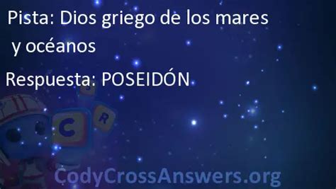 Dios griego de los mares y océanos Respuestas CodyCrossAnswers org