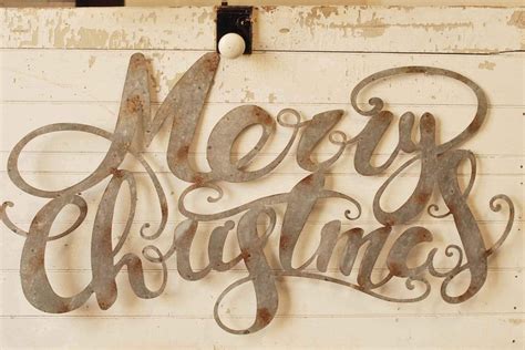 Merry Christmas Metal Sign Script Rustic Farmhouse Sign Etsy Merry