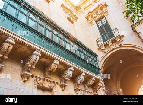 Malta S Long Large Green Traditional Style Balconies And Arch In The