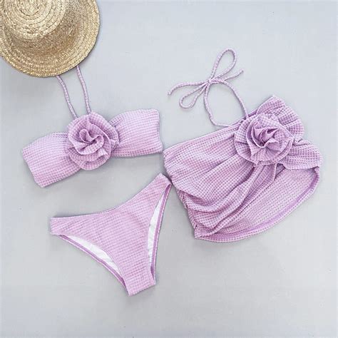 Costumi Da Bagno Sexy Con Fiori D Con Copricostume Bikini A Fascia All