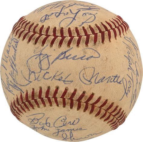 1960 New York Yankees Team Signed Baseball W Mantle Maris Zero