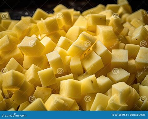 Diced Boiled Potato Pile Chopped Potatoes Cooked Cubed Potato On