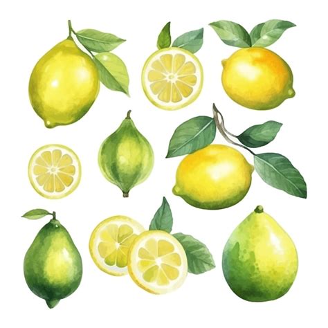 Premium Vector Watercolor Fresh Lemon And Lime Hand Drawn Botanical Illustration