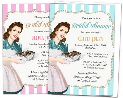 Retro Bridal Shower Invitation Vintage Bridal Shower Invitation