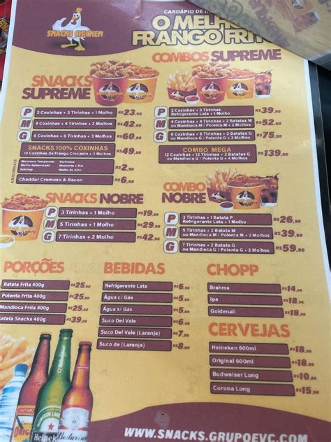 Menu At Snacks Chicken Granja Viana Restaurant Cotia