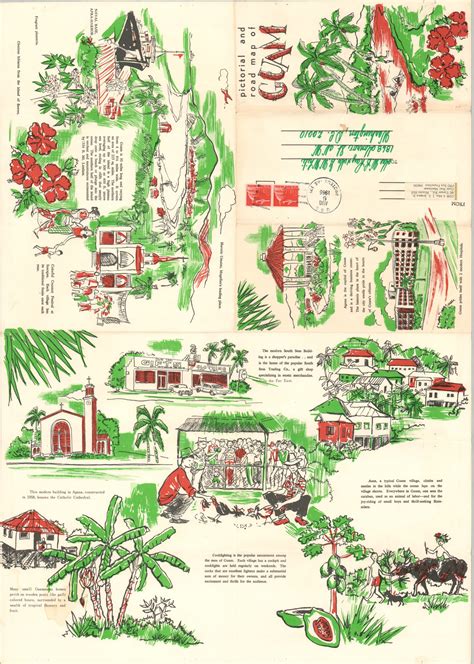 Island of Guam - Lovely tourism map of Guam in the Marianas Islands