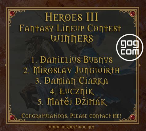 Winners Heroes Iii Fantasy Lineup Contest Heroes 35 In The Wake Of Gods Portal