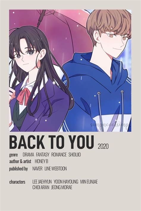 Back To You Minimalist Manhwa Poster Best Romance Anime Manga Books