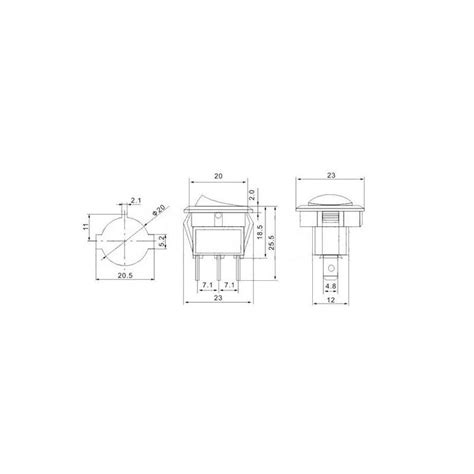 Interruptor Redondo Con LUZ Azul ON OFF 3 Pin INTS0103 MDT