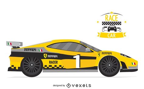 Yellow Racing Car Illustration With Number 1 Emblem