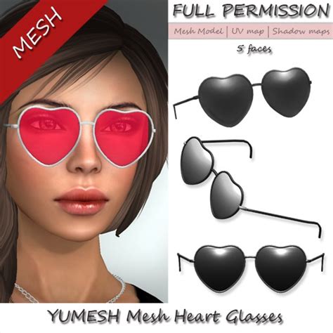 Second Life Marketplace Yumesh Mesh Heart Glasses Full Perm