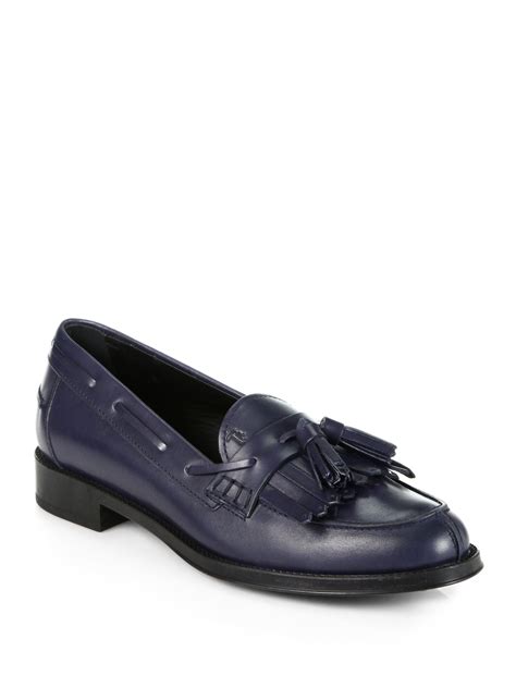 Tod's Leather Tassel Loafers in Navy (Blue) - Lyst