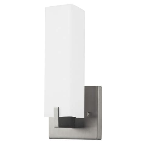 Modern Brushed Nickel Led Sconce With White Opal Shade K Lm