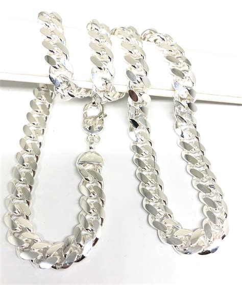 925 Silver Classic Big Miami Cuban Link Chain 2426 Inch 10mm Fran