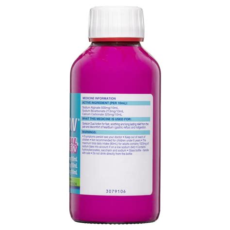 Buy Gaviscon Dual Action Liquid Heartburn And Indigestion Relief 300ml