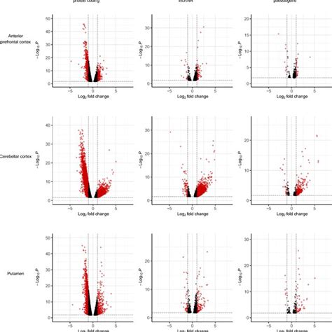 Volcano Plots Showing The Genes With At Least Double Expression Download Scientific Diagram