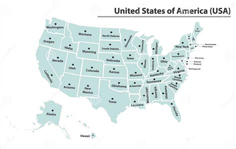 United State Map Illustrator Vektorgrafik Detailliert Usa Karte Mit Staatsnamen Vektor Abbildung