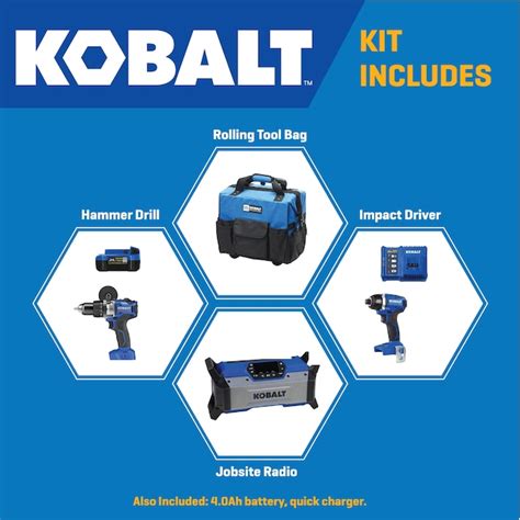 Kobalt 24 Volt 3 Tool Brushless Power Tool Combo Kit With Soft Rolling Case 1 Battery Included