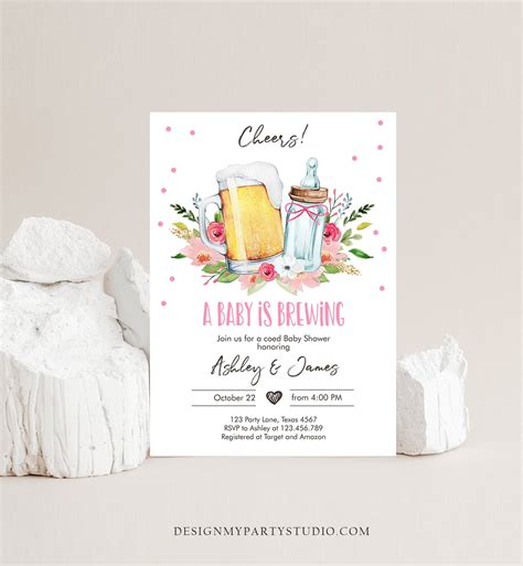 Editable A Baby Is Brewing Invitation Bottle And Beers Baby Etsy