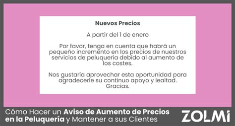 C Mo Hacer Un Aviso De Aumento De Precios En La Peluquer A Y Mantener A