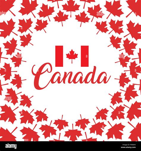 Happy Canada Day Card Spiral Of Leave Maples Flag Vector Illustration