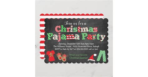 Christmas Pajama Party Invitation Chalkboard Zazzle