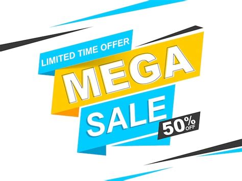 Mega Venta 50 De Descuento Oferta Por Tiempo Limitado Vector Premium