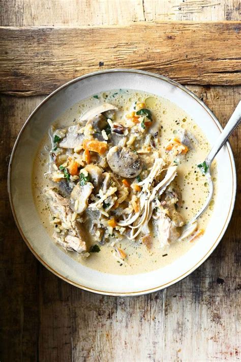 Mushroom Chicken And Wild Rice Soup Serving Dumplings