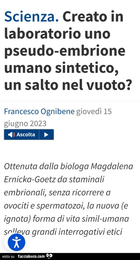 Scienza Creato In Laboratorio Uno Pseudo Embrione Umano Sintetico Un