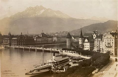 1916 Alte Foto AK Luzern Seebrücke Pilatus Dampfschiff Kaufen