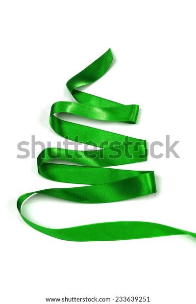 Stylized Green Ribbon Christmas Tree Isolated Stock Photo 233639251