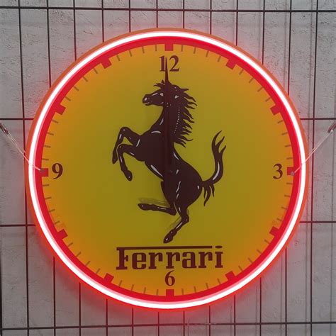 Ferrari Neon Clock Ferrari Wall Clock Ferrari Logo Led Garage Wall