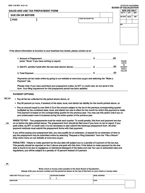 CA BOE 1150 2014 Fill Out Tax Template Online US Legal Forms