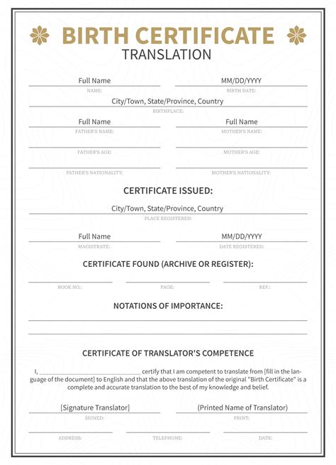 Official Birth Certificate Template