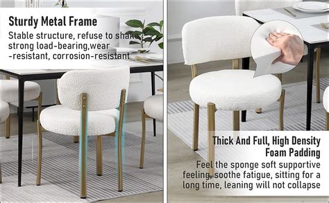 Amazon Dyhome Dining Chairs Set Of White Upholstered Boucle