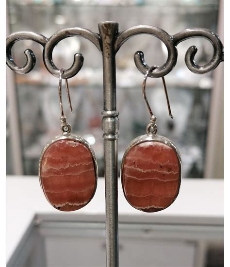 Rhodochrosite Boucles D Oreilles Ovales