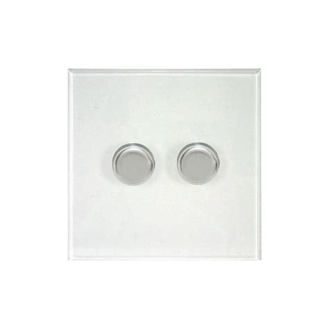 Prism Dimmer Switch 2 Gang Dimmer Switch 400 Watt 2 Way Polished Stainless Steel Clear Perspex