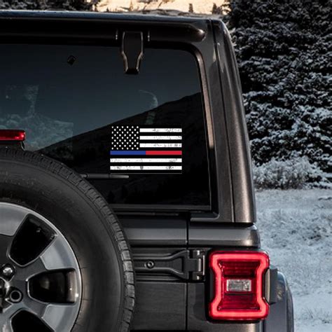 Amazon.com - Thin Red Blue Line Flag Car Decal - Bumper Sticker - Support Law Enforcement ...